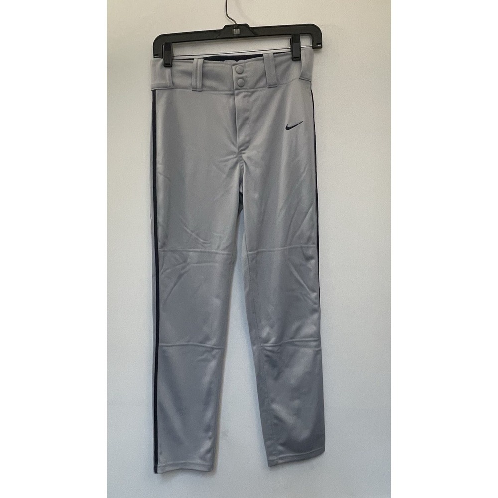 Nike Baseball Pants YOUTH Size XL Gray W/ Black Piping Dri Fit Open Ankle Length